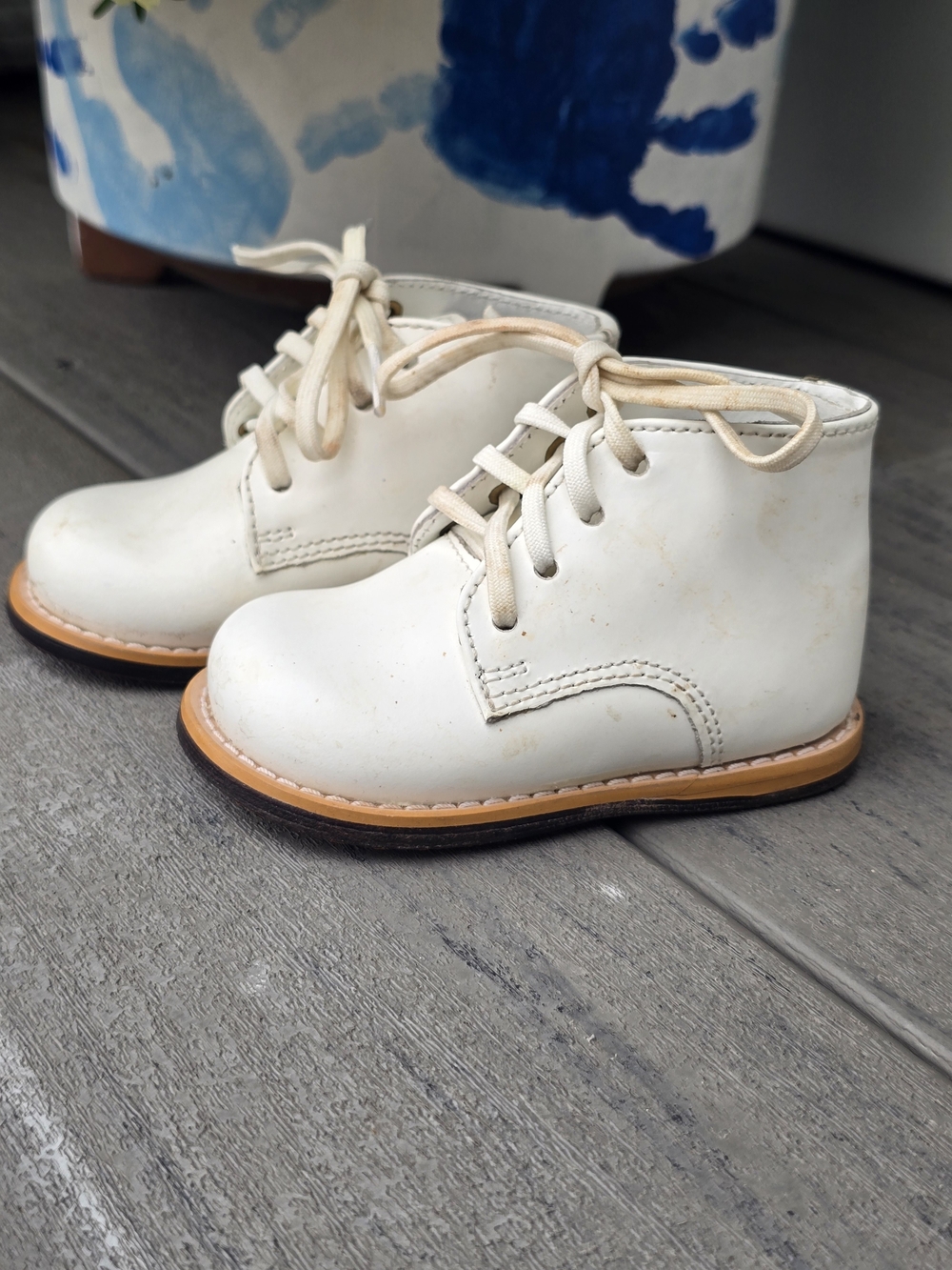 Vintage Josmo Cream Lace-Up Walker Boots for Kids Size 2